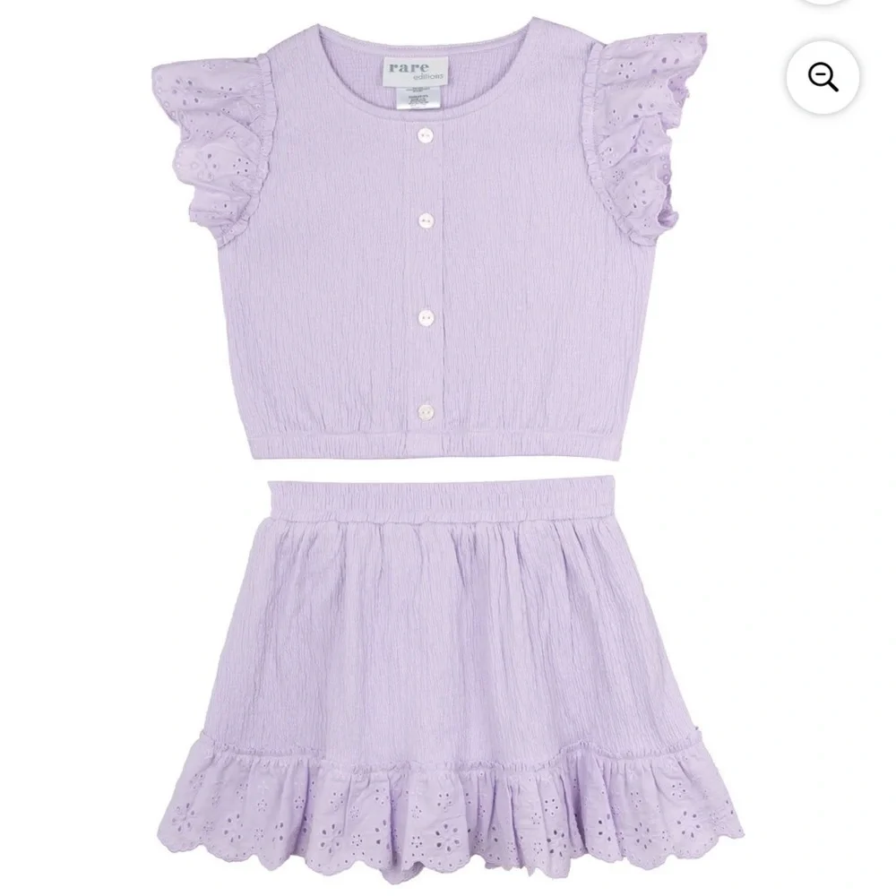 Rare Editions Toddler Girl 2 piece outfit top and skirt set purple size 5T